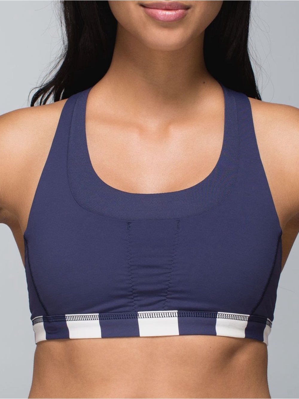 Lululemon Run: Stuff Your Bra II Navy Blue and White Sports Bra Size 10